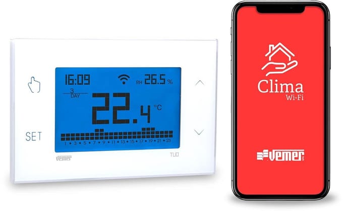 Wifi Wekelijkse Klokthermostaat voor Verwarming en Koeling via App