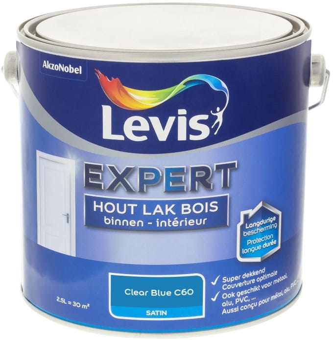 Levis - Expert Hout Lak Binnen Satin Mix - Clear Blue C60 - Mengverf - 2,5 L