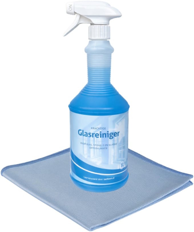 Glasreiniger + 3x microvezel glasdoek