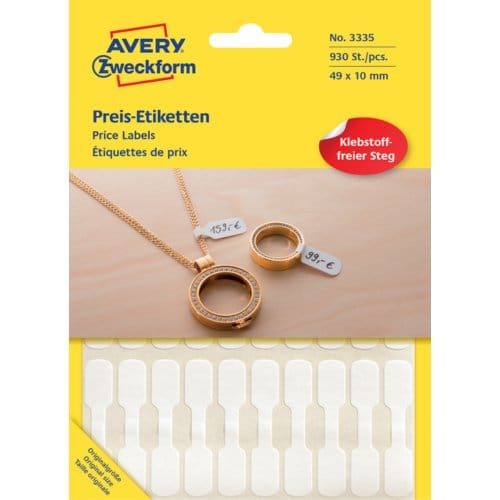 Huismerk Avery 3335 Handmatige Etiket 49x10mm Wit
