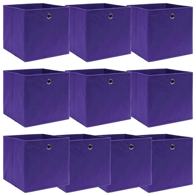 vidaXL - Opbergboxen - 10 - st - 32x32x32 - cm - stof - paars
