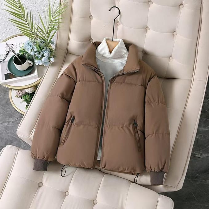 Dames Winter Korte Pufferjas Jas Korte Warme Gewatteerde Jas 2XL koffie