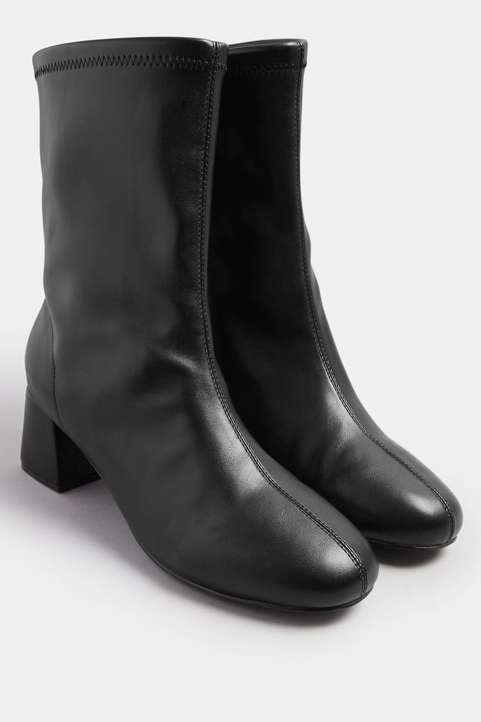 Yours Zwarte Stretchlaarzen Met Blokhak En Extra Brede Eeepasvormsize 41EEE