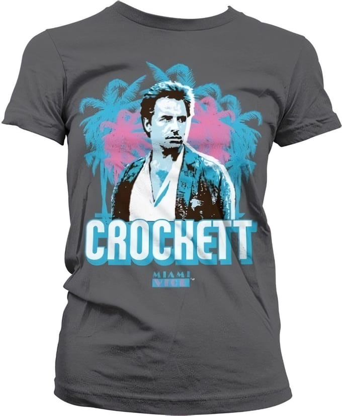 Miami Vice Crockett Palms Girly T-shirt voor dames, donkergrijs