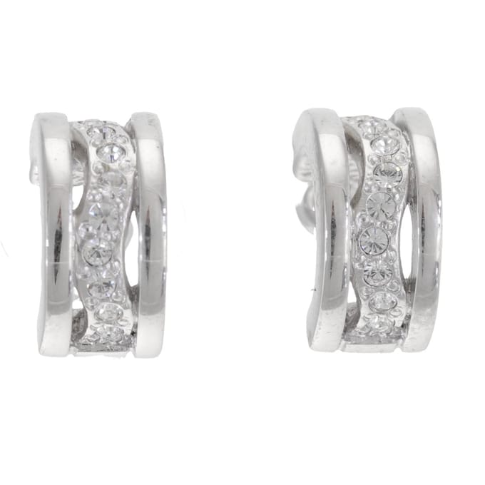 Behave – Oorstekers – Rhodium plating – Golvend design met kristallen