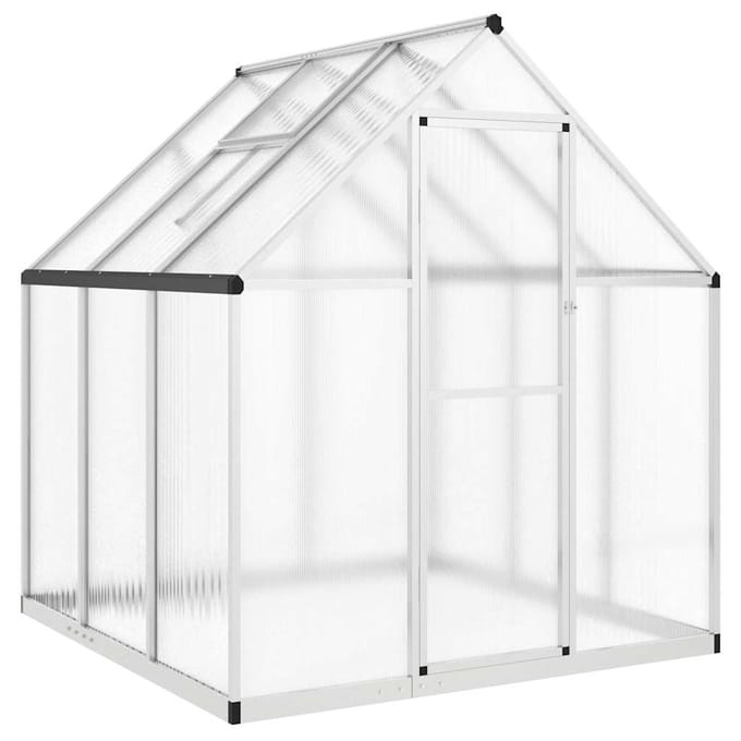 vidaXL - Tuinkas - met - basisframe - 169x169x195 - cm - aluminium - zilverkleurig