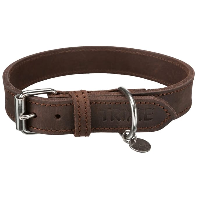 Trixie Rustic fatleather collar M: 37-44 cm/25 mm dark brown