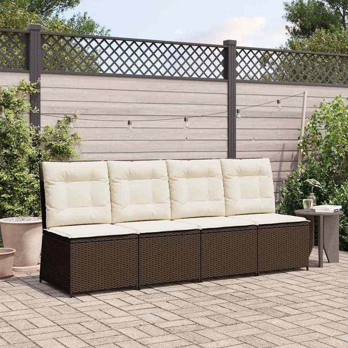 vidaXL - Tuin - Sofa - Zwart - en - Crème - Wit - poly - rattan