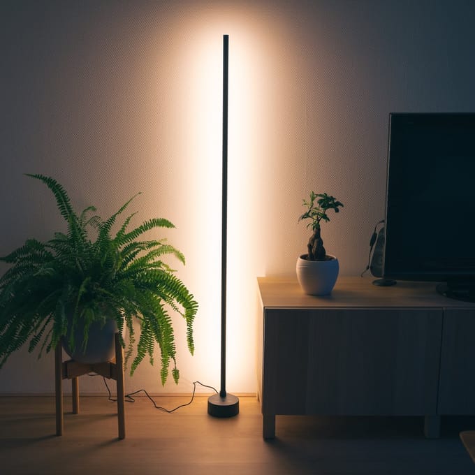 Smart Vloerlamp Zwart - Full Color - Dimbaar & Bedienbaar met App - 138cm
