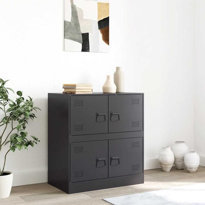 vidaXL - Dressoir - 67x39x73 - cm - staal - zwart