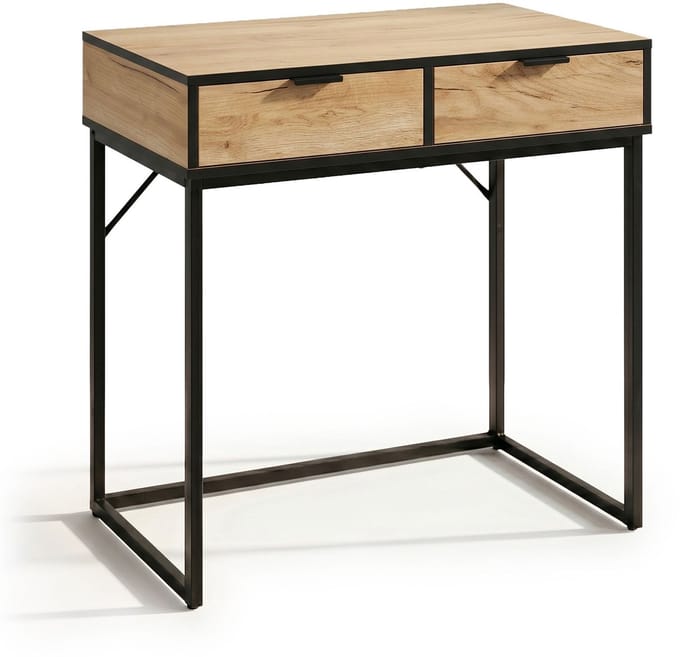 Consoletafel ELANO / Loftstijl / Industrieel / Haltafel / Sidetable met 2 Lades / 80x35x80 cm / Craft Eiken