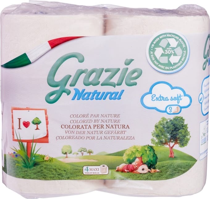 Grazie Natural Toiletpapier 3-laags 4 Stuks