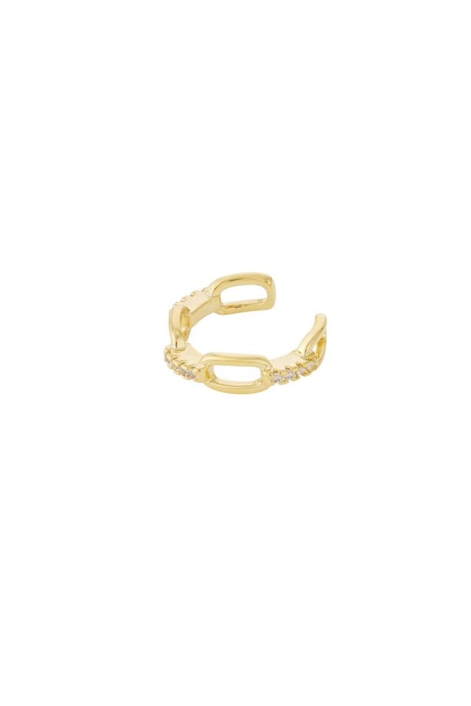 Bijoutheek Earcuff Schakel Ovaal Steentjes Goud
