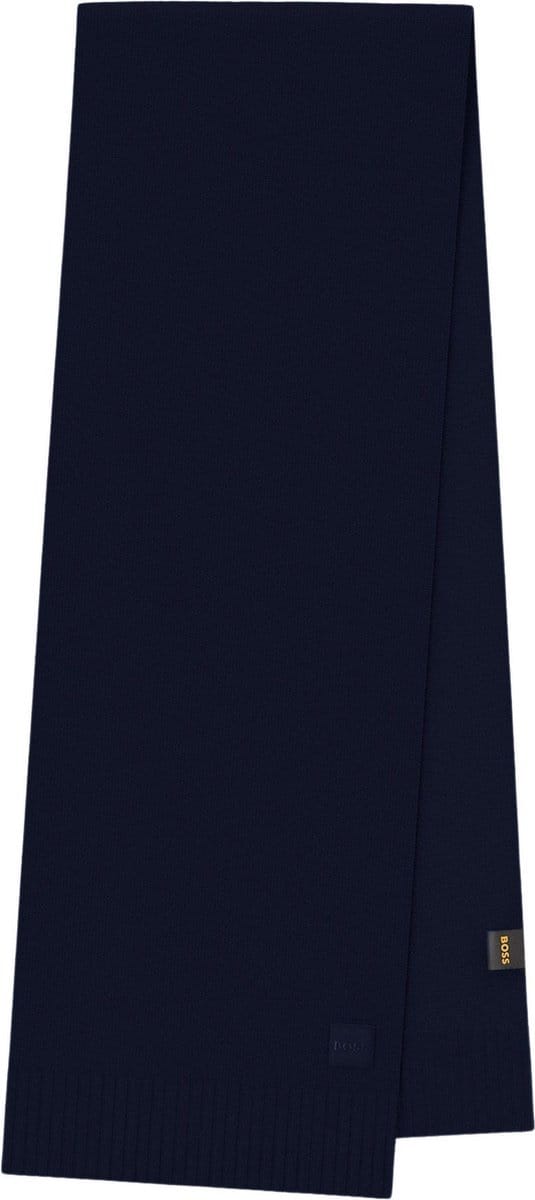 BOSS Sjaal Akaio Knitted Scarf Dark Blue Donkerblauw