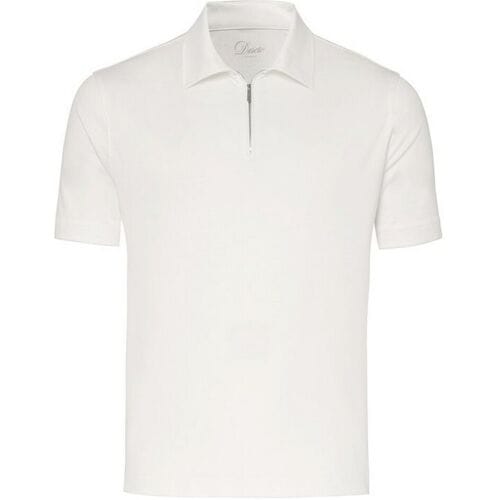Desoto Luxury Polo Luxury Solid Color Zip Collar Cream / male