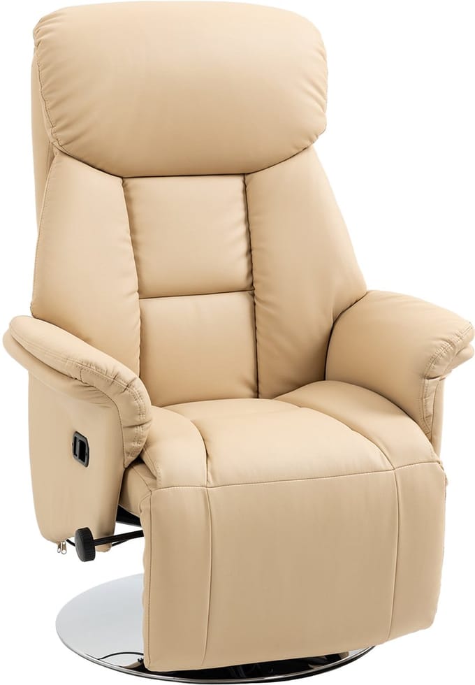 HOMCOM Relaxstoel Kunstleer, Staal 80L x 78B x 109H cm Beige