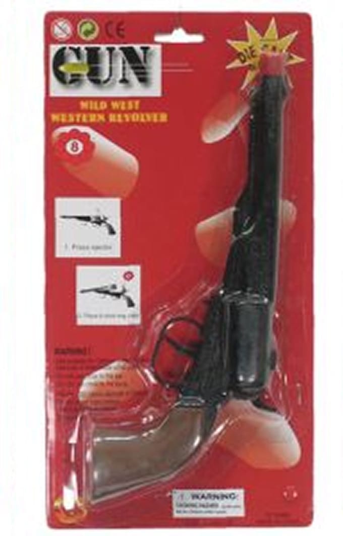 Cowboy speelgoed revolver/pistool - 8 schots plaffertjes - metaal