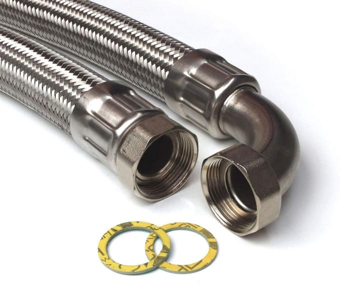 Pantserslang RVS - Flexibele slang - Waterleiding - Met boog - 100 cm - Zilver