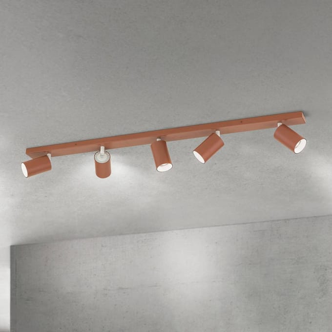 ORION Plafondspot Sean, koraalrood, 5-lamps, aluminium, GU10