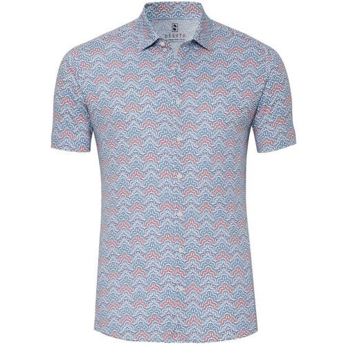 Desoto Overhemd Abstract Fantasy Pattern Donkerrood-Blauw / male
