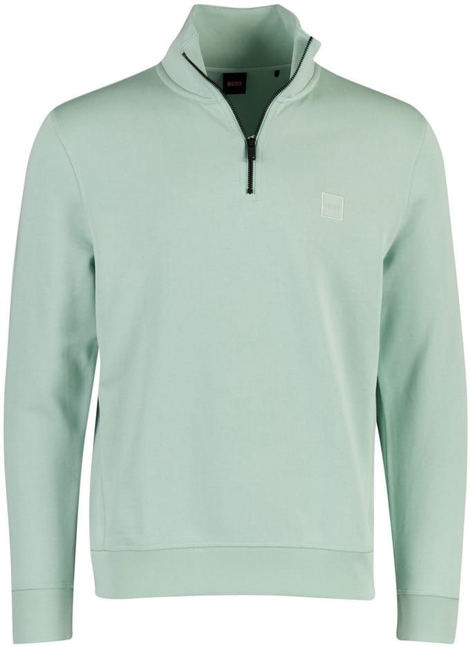 BOSS Orange trui groen half zip katoen