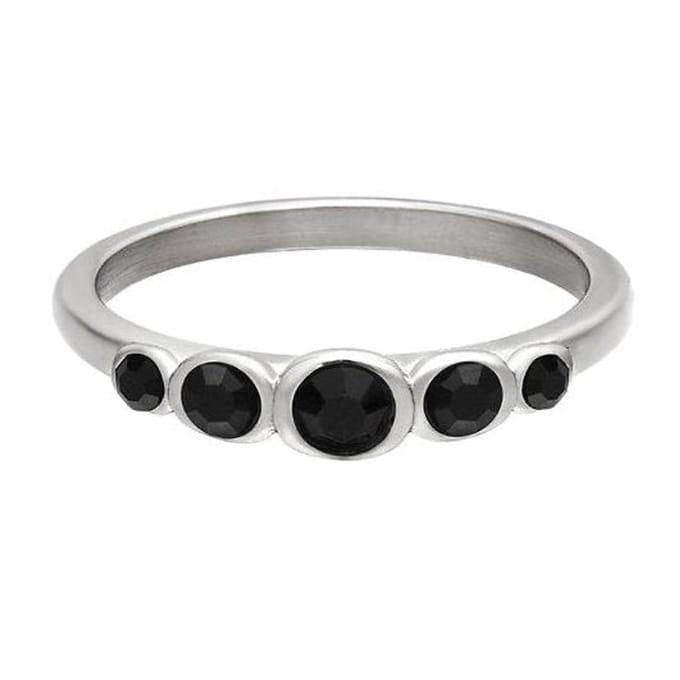 Yehwang Ring Zirkoon Glas zilver zwart
