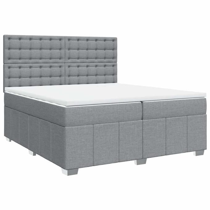 vidaXL - Boxspring - met - matras - stof - lichtgrijs - 200x200 - cm