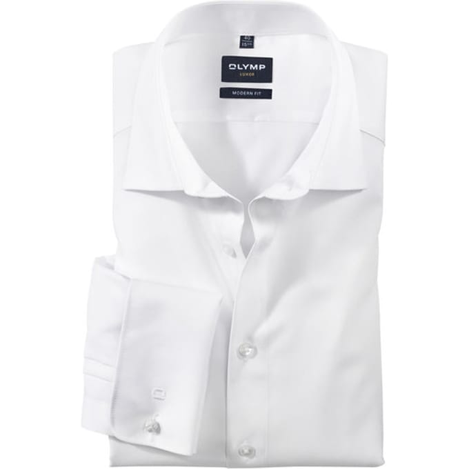 OLYMP Luxor modern fit overhemd - dubbele manchet - wit