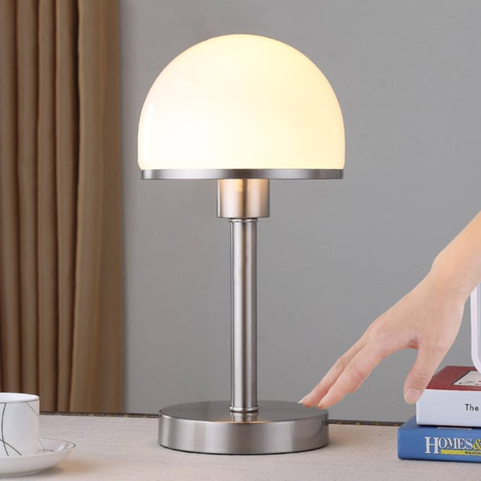 Lindby - Tafellamp - 1licht - metaal, glas - H: 39 cm - E27 - wit, gesatineerd nikkel