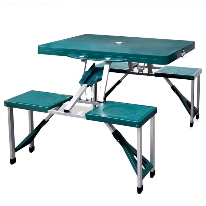 vidaXL - Campingset - inklapbaar - lichtgewicht - 120x60 - cm - aluminium - groen