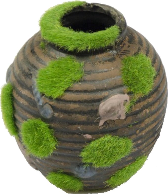 Aquariumornament - Decoratie aquarium - Vaas met mos 9x10cm