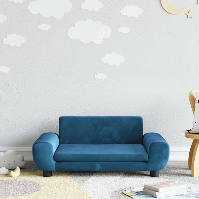 vidaXL - Kinderbank - 70x45x33 - cm - fluweel - blauw