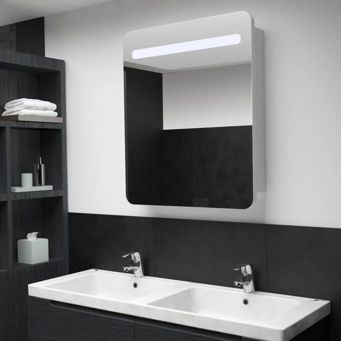vidaXL - Badkamerkastje - met - spiegel - LED - 68x9x80 - cm