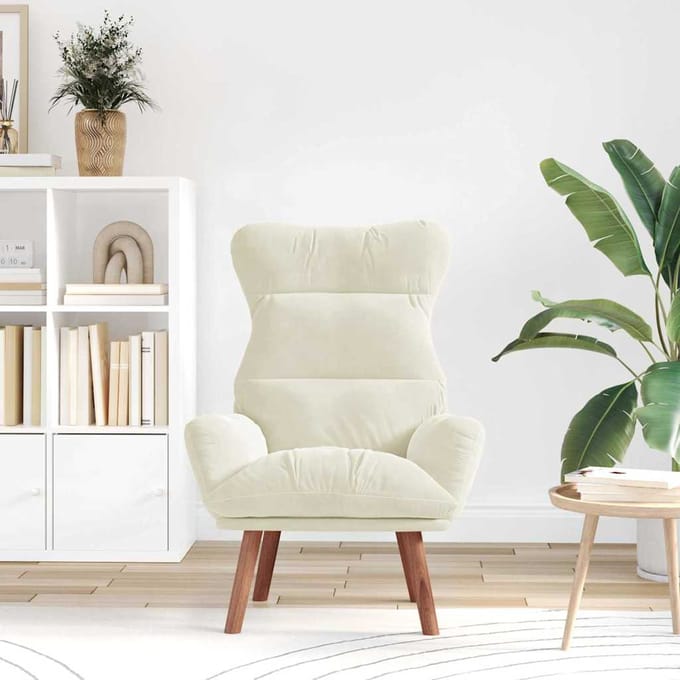 vidaXL - Fauteuil - Crème - 69 - x - 74 - x - 93 - cm - Fluweel