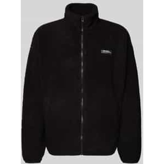 Fleecejack met opstaande kraag en labeldetail
