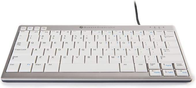 BakkerElkhuizen Ultraboard 950 - Mini Toetsenbord - Compact - Bedraad - Zilver/ Wit