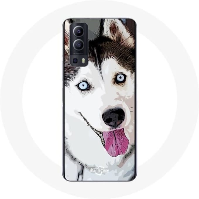Vivo Y72 hoesje Siberische witte Husky blauwe ogen wit