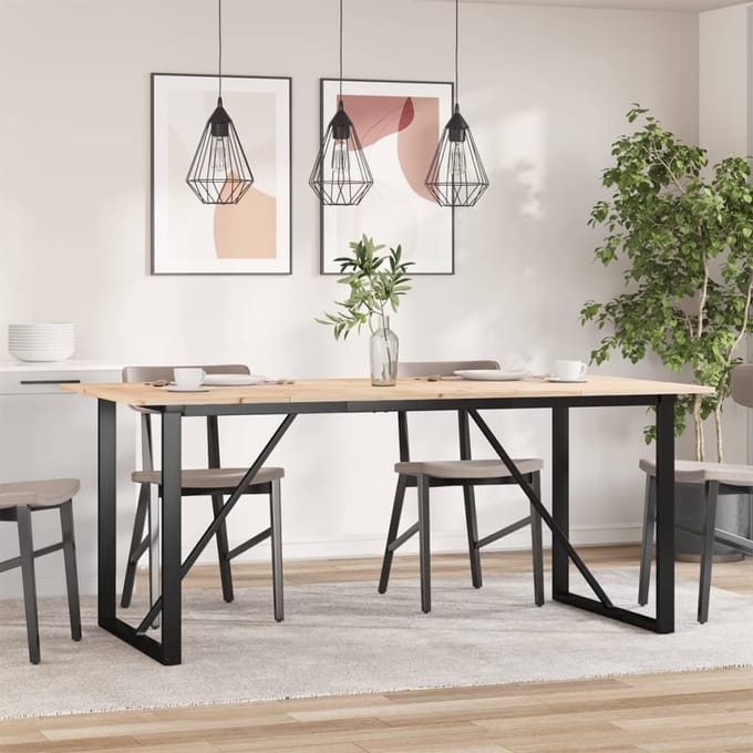 vidaXL - Eettafel - O-frame - 180x90x75 - cm - massief - grenenhout - en - staal