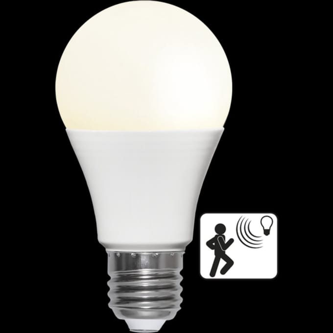 Schemersensor - Standaard bol - E27 - 8.8W - Extra Warm Wit - 2700K - Opaal
