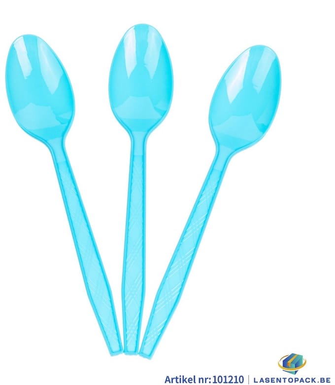 120x Herbruikbare lepel 155mm PP Licht Blauw