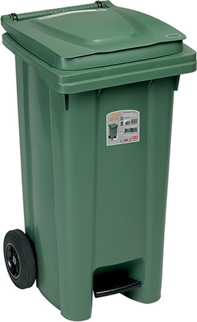 Afvalcontainer - 120 liter - Kliko - Rolcontainer - Met pedaal - Met afvalzakhouder - Groen