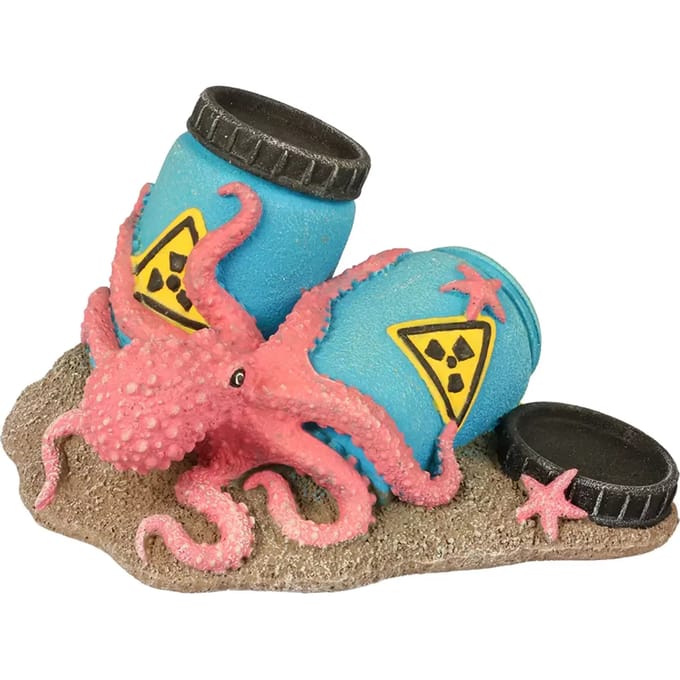 Aqua Della Aquarium Decoratie Radioactieve Vaten met Octopus - Glow-in-the-Dark Schuilplek - S 12x9x7cm - Meerkleurig