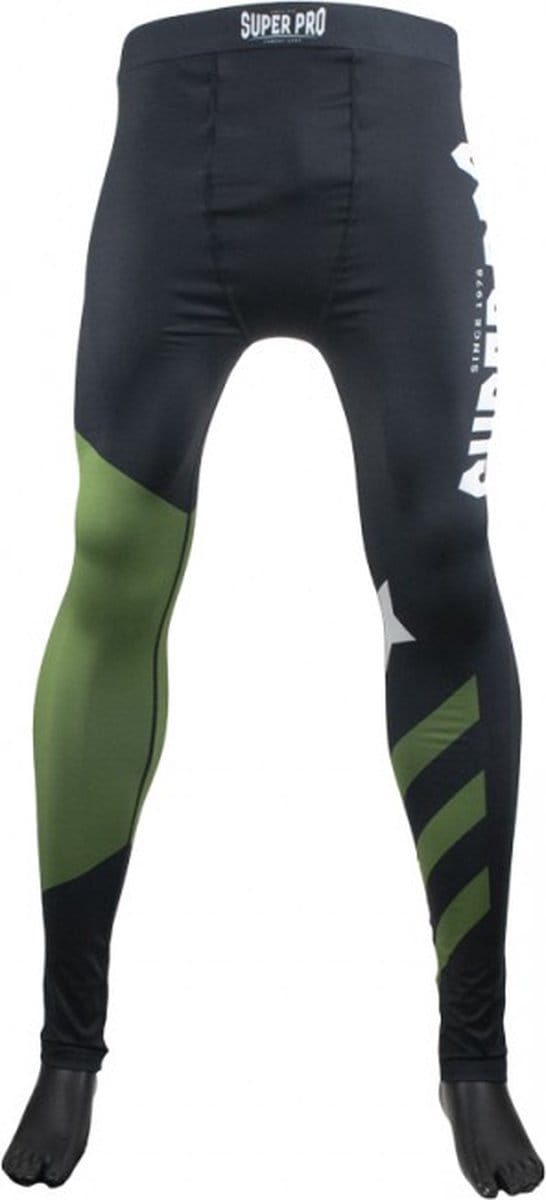 Super Pro Combat Gear Heren Legging No Mercy Zwart/Groen/Zilver Extra Extra Large