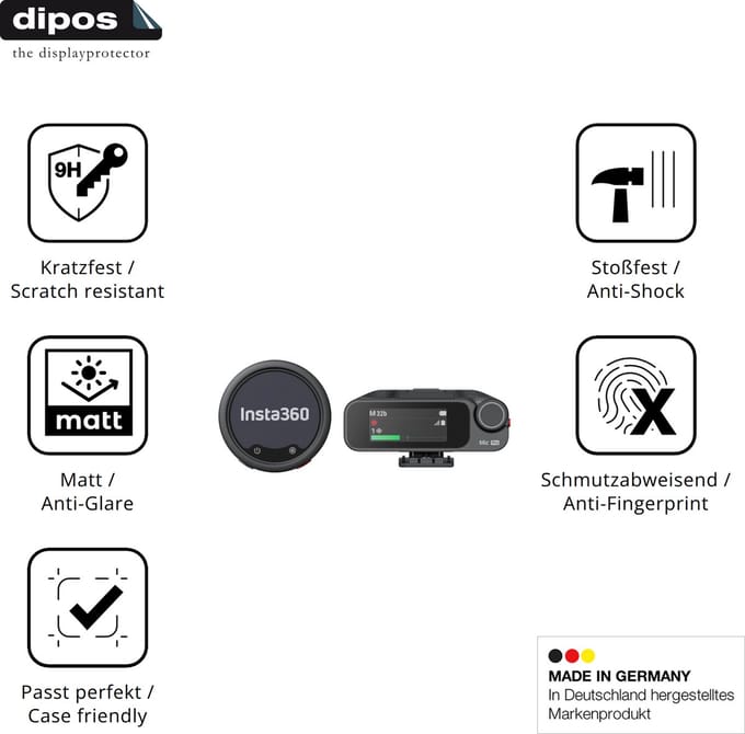 dipos – 2x Matte Pantserfolie geschikt voor Insta360 Mic Pro TX + RX | 9H Screenprotector