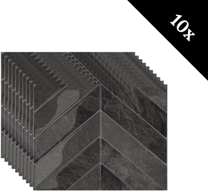 Plaktegel Black mist chevron 1mm