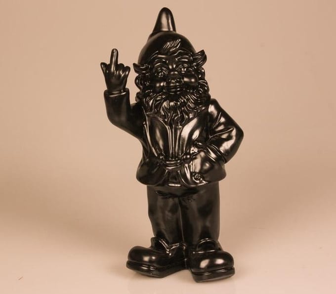 GerichteKeuze Decoratief object Stoobz decoratieve kabouter middelvinger zwart 30 cm
