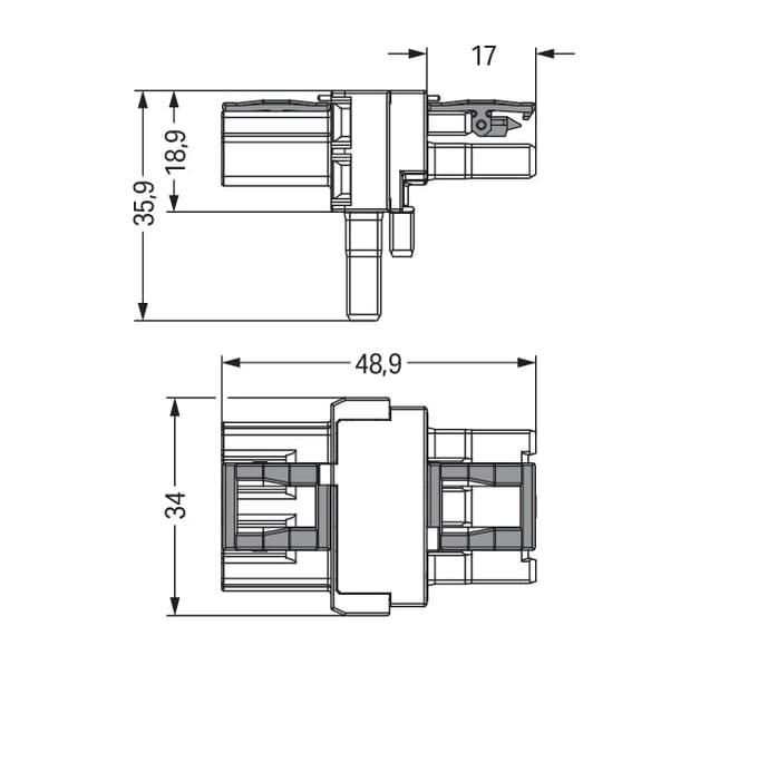 Wago 3-Pool T-Distributie Connector Zwart - 770-606