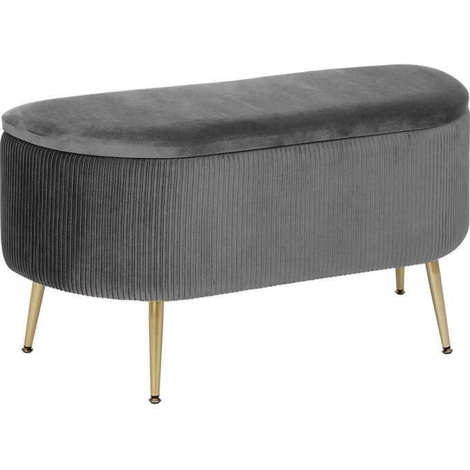Eazy Living Ribstof Hocker Juliette Grijs - Goud