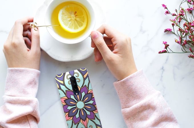 Back Cover voor OnePlus 7 Pro TPU Case Purple Flower