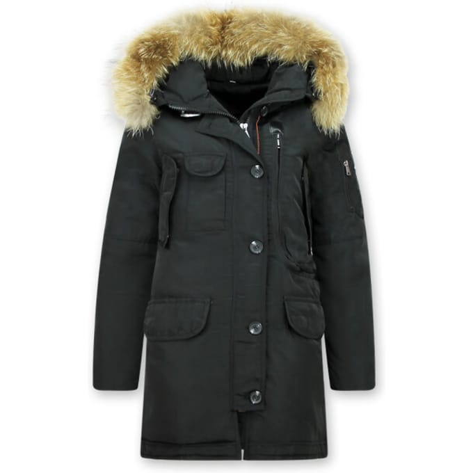 Gentile Bellini Lange parka winterjas met bontkraag